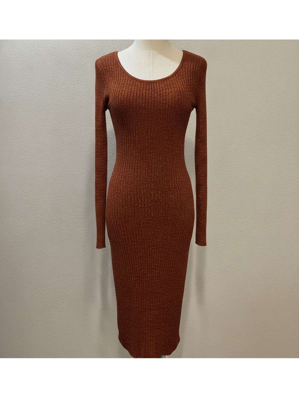 Y2K Say What Sweater Dress Rust Orange Women's S Ribbed Knit
